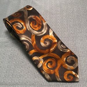 Jerry Garcia Silk Neck Tie Snail Garden Burnt Orange Tan Chocolate
